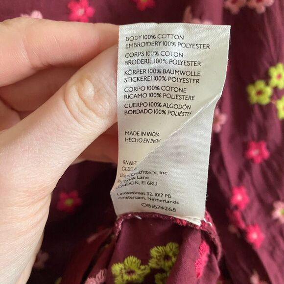 Maeve Embroidered Buttondown Blouse Size Medium Floral Burgundy Maroon Colorful - Picture 7 of 12